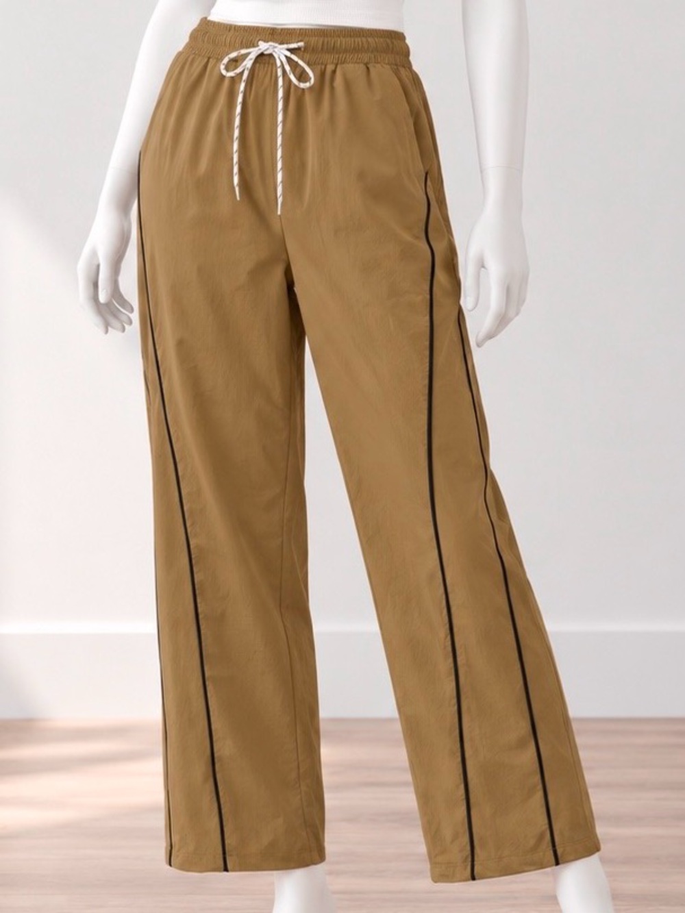 NWT Rapbin Womens Baggy Wide Leg Pants Elastic Waisted Drawstring Hiking Workout